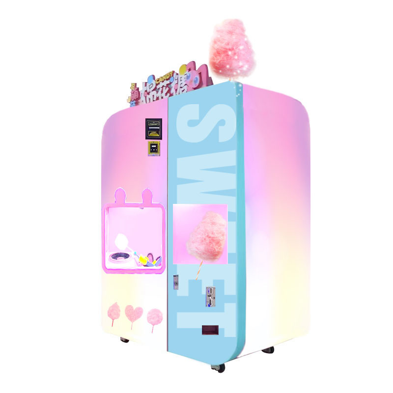Pink Electric Cotton Candy Vending Machine 21.5 Inch Touch Screen Dan Microwave Oven yang dikembangkan sendiri Diskon besar tersedia