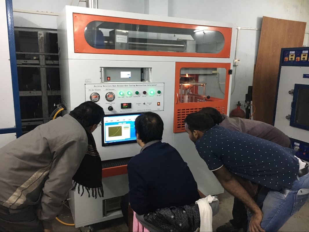 Cone Calorimeter Heat Release Rate Peralatan Uji Flammabilitas Dengan ISO 5660 GB / T 16172