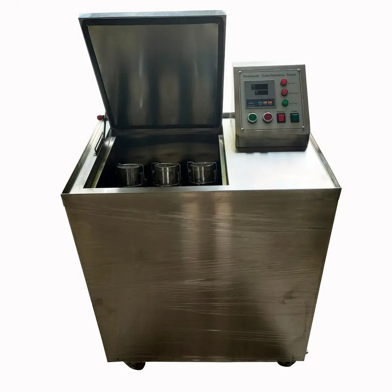 High Performance Rotawash Color Fastness Machine untuk pengujian tekstil dengan badan stainless steel dan waktu berjalan yang dapat disesuaikan