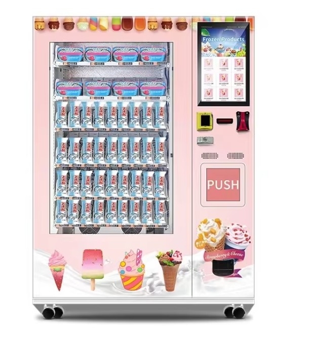 Mesin penjual otomatis penuh untuk penjual es krim yang nyaman dengan remote control dan sistem peringatan