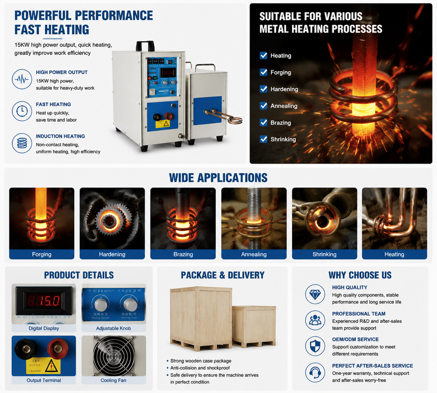 15KW High Frequency Induction Heating Machine Customized Quenching Welding Equipment for Metal Heating