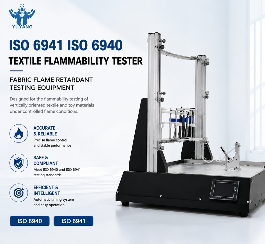 Peralatan Pengujian Kemerdekaan untuk Bahan Tekstil dan Toy ISO 6941 ISO 6940 Fabric Flame Retardant Tester
