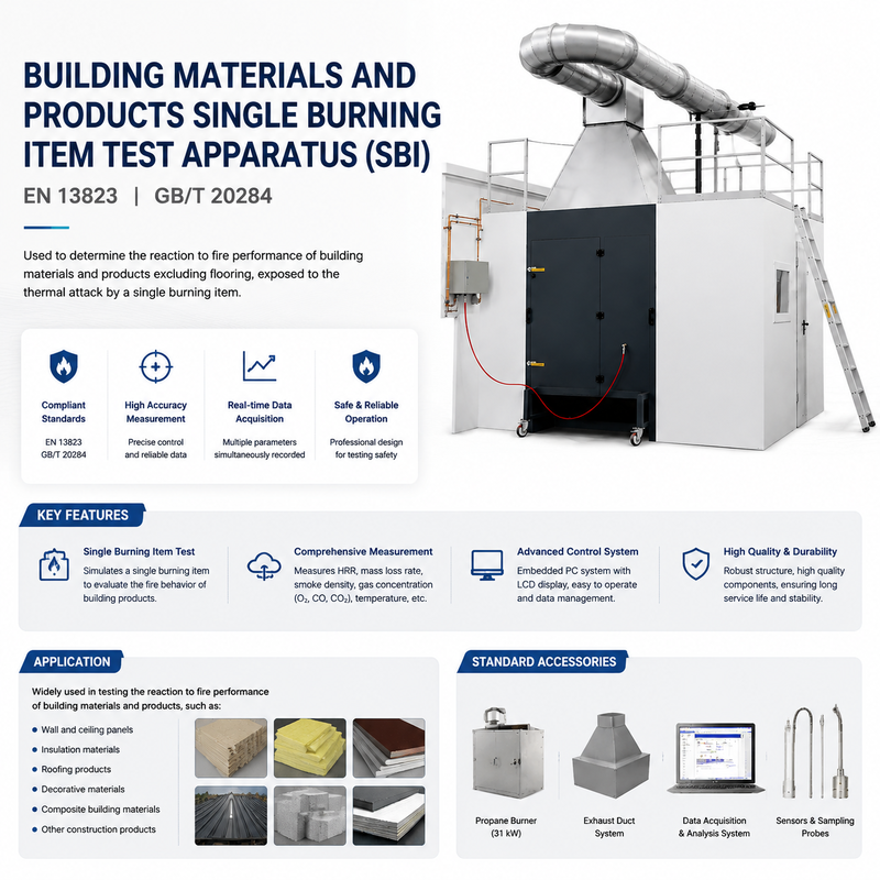 Building Materials Products Single Burning Item Test Apparatus SBI Fire Testing Equipment EN 13823 Reaction to Fire Tester