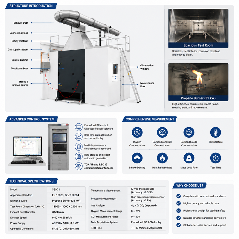 Professional SBI Fire Testing Equipment Building Products Reaction to Fire Test Apparatus GB/T 20284 EN 13823