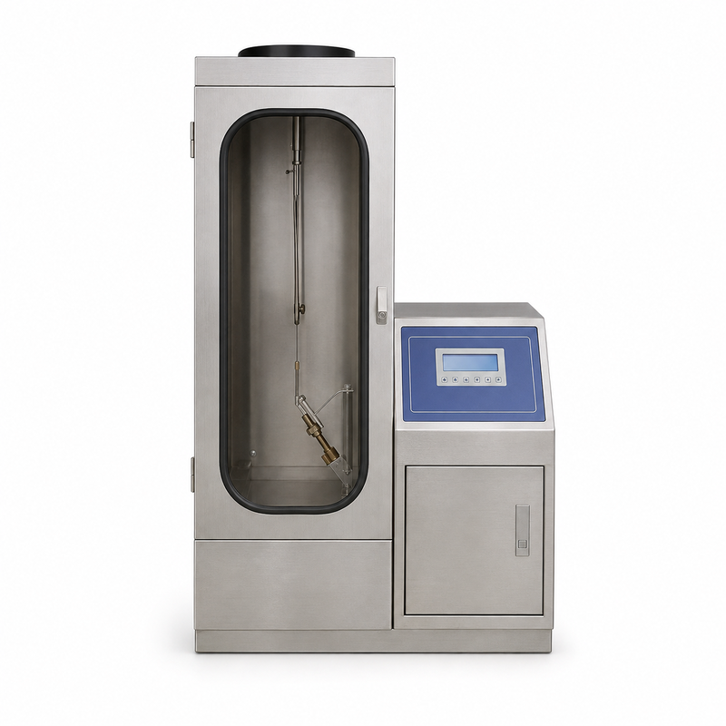ASTM D6413 Vertical Flame Tester Tekstil Kain Perlengkapan pengujian ketahanan api Penggunaan laboratorium