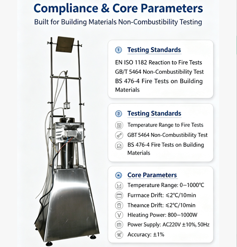 Building Materials Non-Combustibility Tester EN ISO1182 BS476-4 Fire Reaction Test Equipment for Construction Products