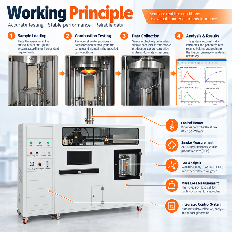 Cone Calorimeter Building Material Heat Release Rate Flammability Testing Equipment for Fire Performance Analysis